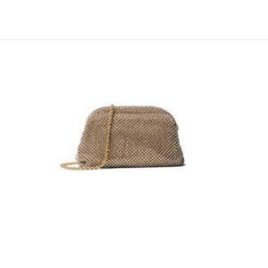 LOEFFLER RANDALL Women's Doris Crystal Rhinestone Mesh Mini Frame Pouch Bag Gold